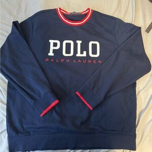Polo Ralph Lauren Men's Big & Tall Navy Logo Double Knit Pullover Sweatshirt XXL
